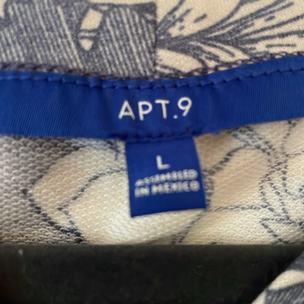 Apt. 9 Blue and White Floral Print French Terry Sleeveless Swing Dress Large - Picture 4 of 5